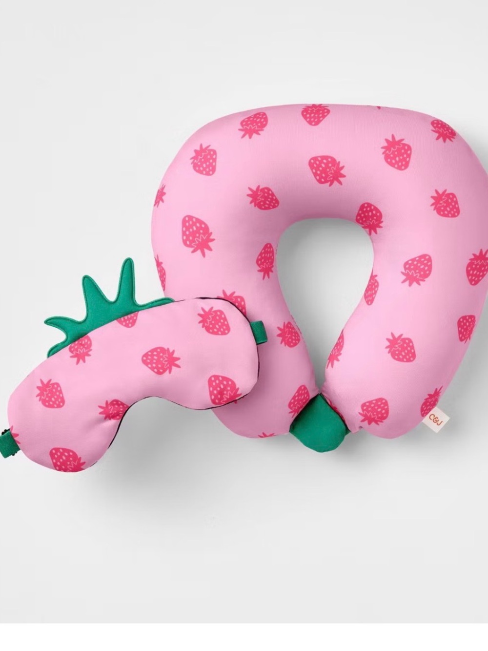 Cat and Jack strawberry travel pillow and sleep mask